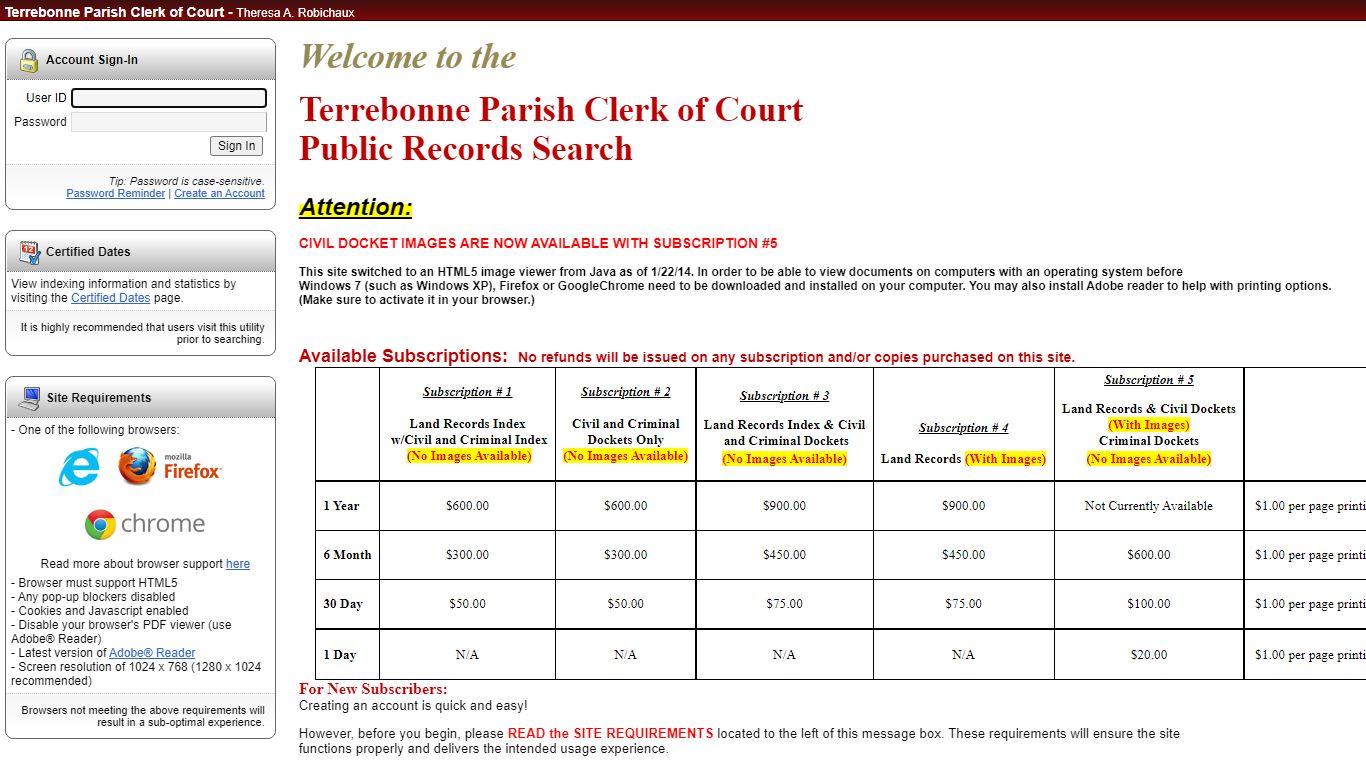 eSearch | Account Sign In - Terrebonne Parish